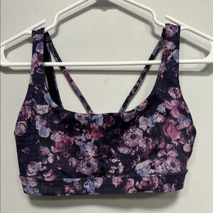 Athleta purple sports bra floral print size small